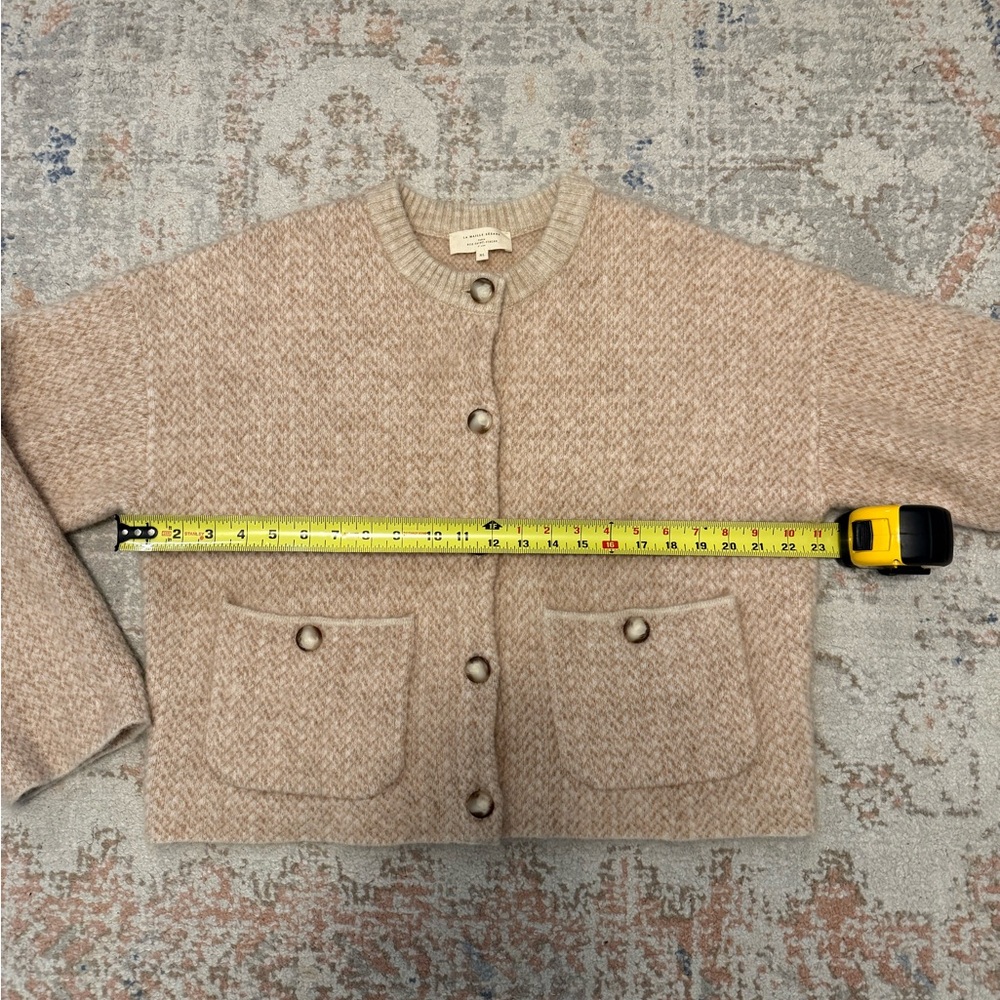 ✨Sézane Teo Jacket XL Mottled Beige Mohair Wool Cropped Knit Cardigan Coat - Picture 11 of 12